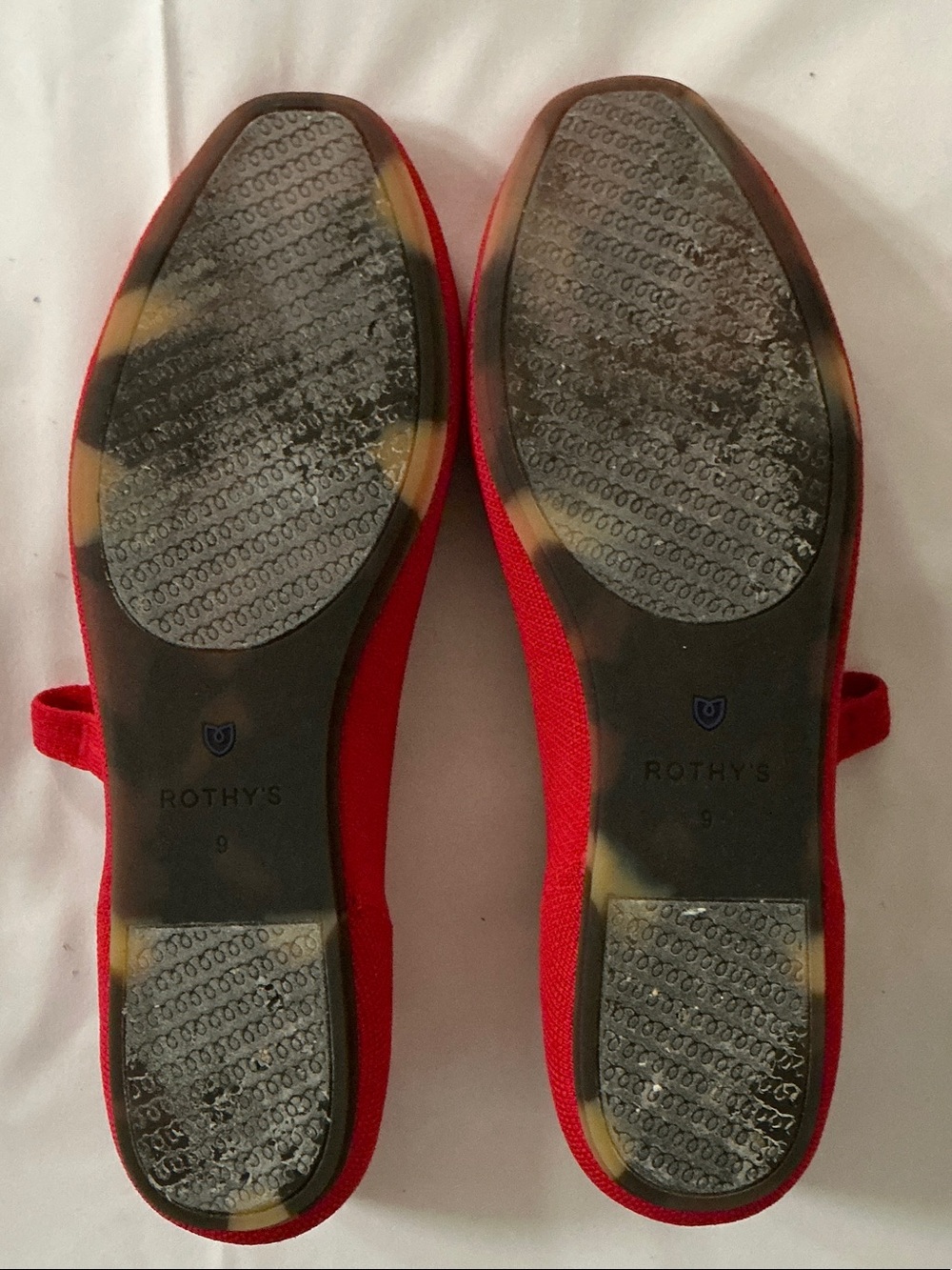Rothy's Red Mary Jane Flats with Blue Heel Accent - Picture 5 of 5